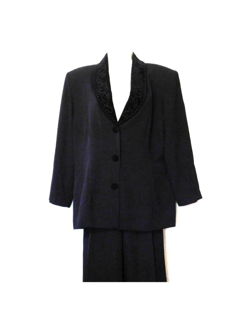 Positive Attitude 2 Piece Pant Suit Womens Size 16 Black Trim Polyester